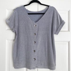 Christian Siriano Stripped Button Back Top